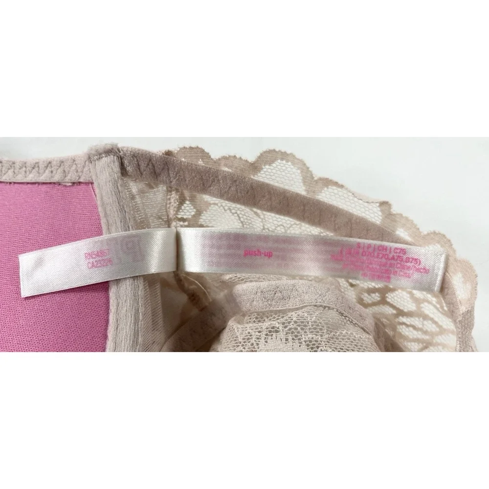 Victoria's Secret PINK Lace Push-Up Bralette Underwire Bra Pink‎ Taupe Small S